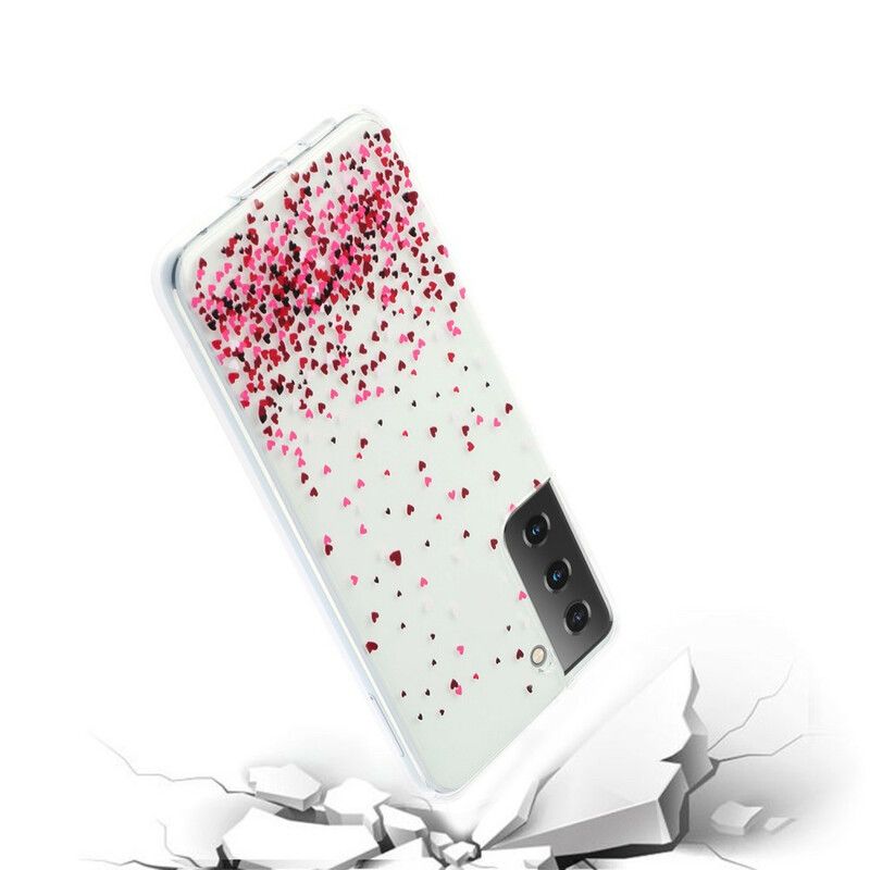 Deksel Til Samsung Galaxy S21 5G Transparente Flere Hjerter
