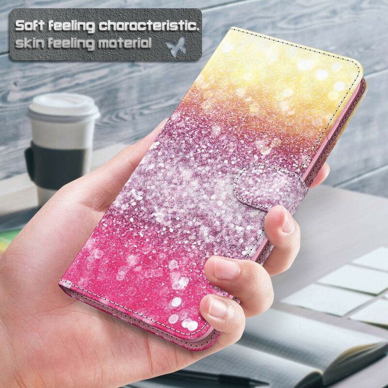 Folio Deksel Til Samsung Galaxy S21 5G Magenta Glittergradient