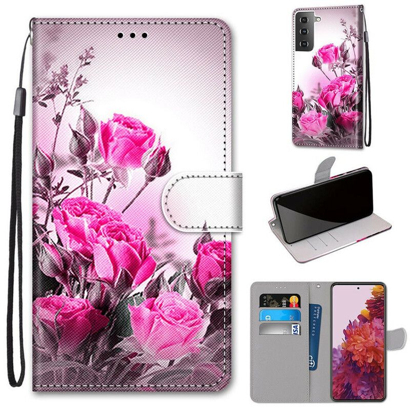 Folio Deksel Til Samsung Galaxy S21 5G Magiske Blomster