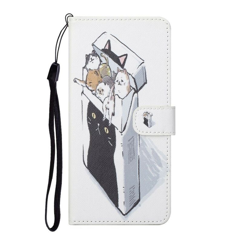 Folio Deksel Til Samsung Galaxy S21 5G Med Kjede Thong Cat Levering