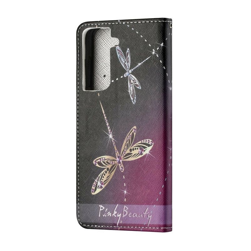 Folio Deksel Til Samsung Galaxy S21 5G Med Kjede Thong Dragonflies