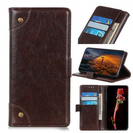 Folio Deksel Til Samsung Galaxy S21 5G Vintage Nagler Nappa Skinnstil