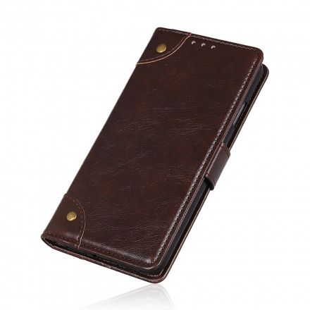 Folio Deksel Til Samsung Galaxy S21 5G Vintage Nagler Nappa Skinnstil