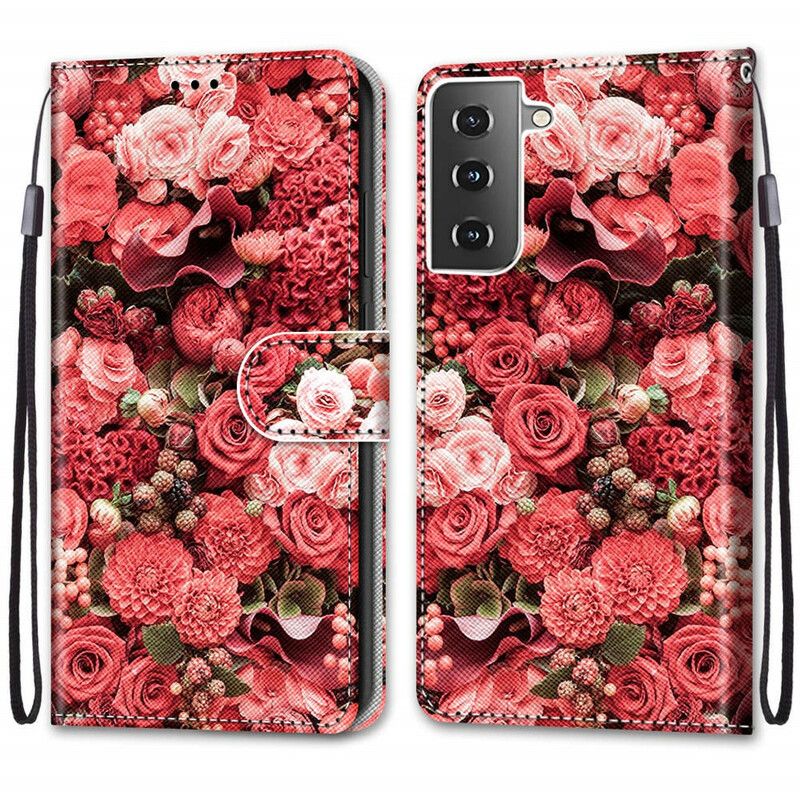 Lærdeksel Til Samsung Galaxy S21 5G Blomsterromantikk