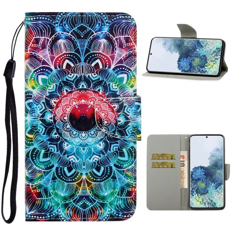 Lærdeksel Til Samsung Galaxy S21 5G Med Kjede Flashy Strappy Mandala