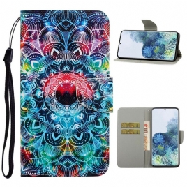 Lærdeksel Til Samsung Galaxy S21 5G Med Kjede Flashy Strappy Mandala