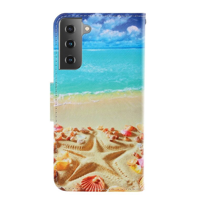 Lærdeksel Til Samsung Galaxy S21 5G Med Kjede Thong Beach