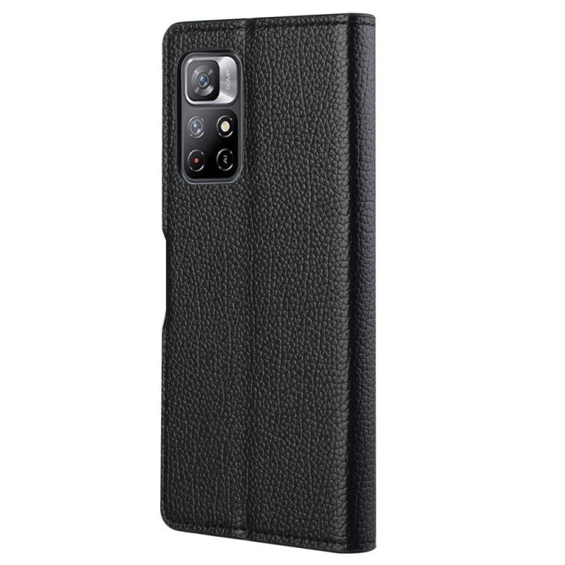 Folio Deksel Til Poco M4 Pro 5G Litchi Grain Leather Effect