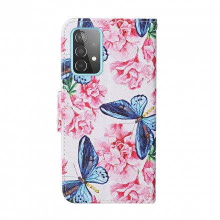 Folio Deksel Til Samsung Galaxy A52 4G / A52 5G / A52s 5G Blomstersommerfuglstropp