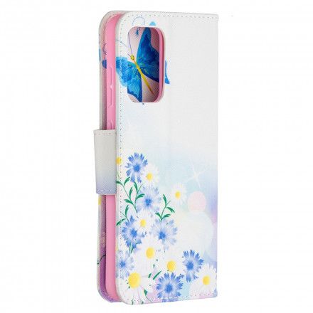 Folio Deksel Til Samsung Galaxy A52 4G / A52 5G / A52s 5G Malede Sommerfugler Og Blomster