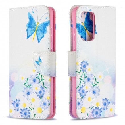 Folio Deksel Til Samsung Galaxy A52 4G / A52 5G / A52s 5G Malede Sommerfugler Og Blomster