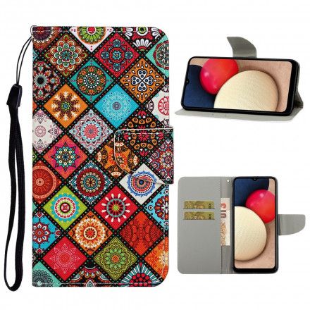 Folio Deksel Til Samsung Galaxy A52 4G / A52 5G / A52s 5G Patchwork Mandalaer Med Snor