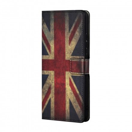 Folio Deksel Til Xiaomi Redmi 10 Med Kjede Englands Flagg Med Snor