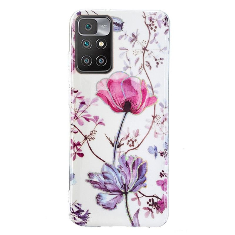 Mobildeksel Til Xiaomi Redmi 10 Marmorerte Blomster