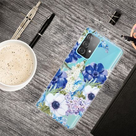 Deksel Til Samsung Galaxy A32 4G Akvarell Blå Blomster