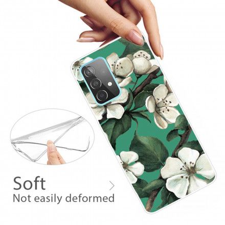 Deksel Til Samsung Galaxy A32 4G Hvite Malte Blomster