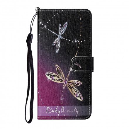 Folio Deksel Til Samsung Galaxy A32 4G Med Kjede Thong Dragonflies