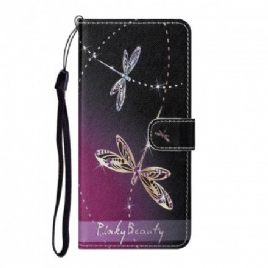 Folio Deksel Til Samsung Galaxy A32 4G Med Kjede Thong Dragonflies