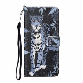 Folio Deksel Til Samsung Galaxy A32 4G Med Kjede Thong Leopard