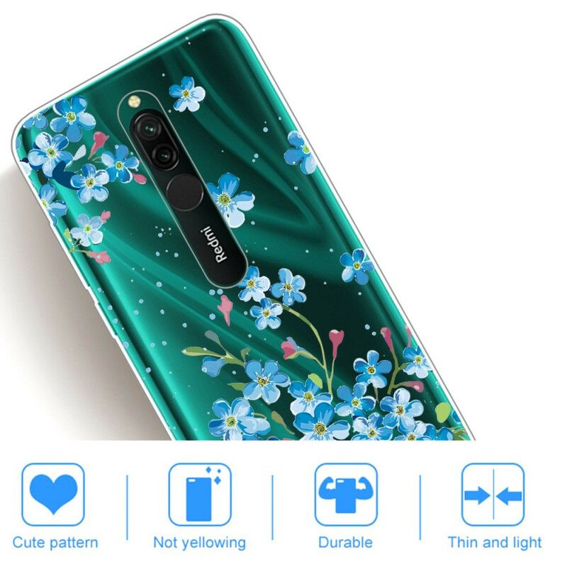 Deksel Til Xiaomi Redmi 8 Bukett Med Blå Blomster