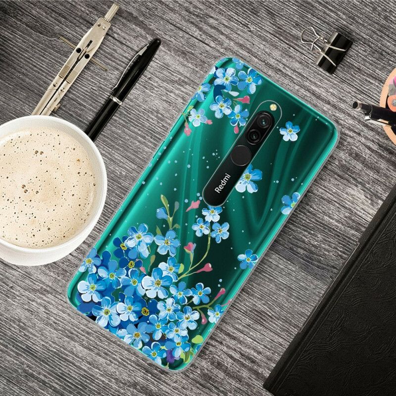 Deksel Til Xiaomi Redmi 8 Bukett Med Blå Blomster