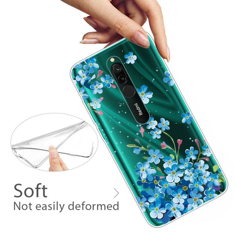 Deksel Til Xiaomi Redmi 8 Bukett Med Blå Blomster