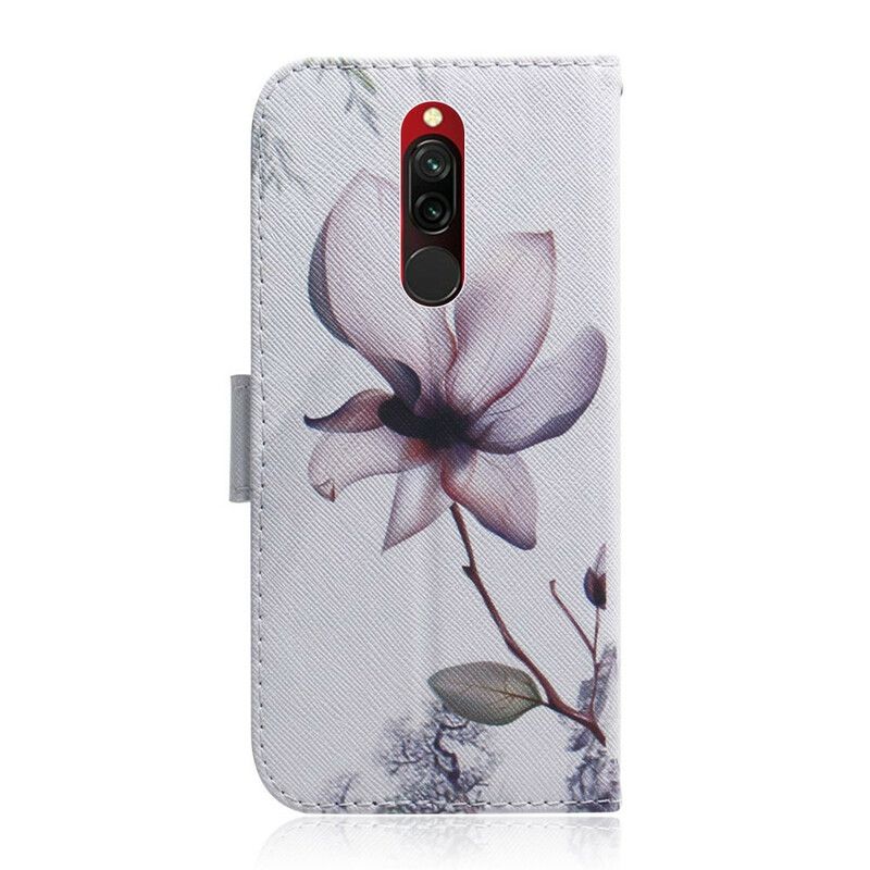 Folio Deksel Til Xiaomi Redmi 8 Gammel Roseblomst