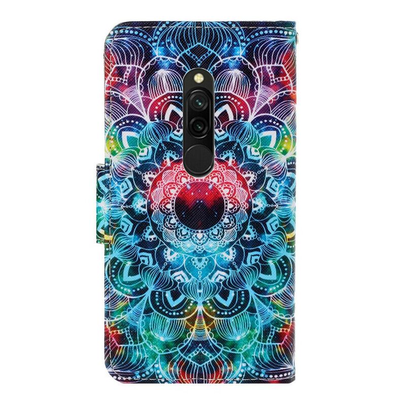 Folio Deksel Til Xiaomi Redmi 8 Med Kjede Flashy Strappy Mandala