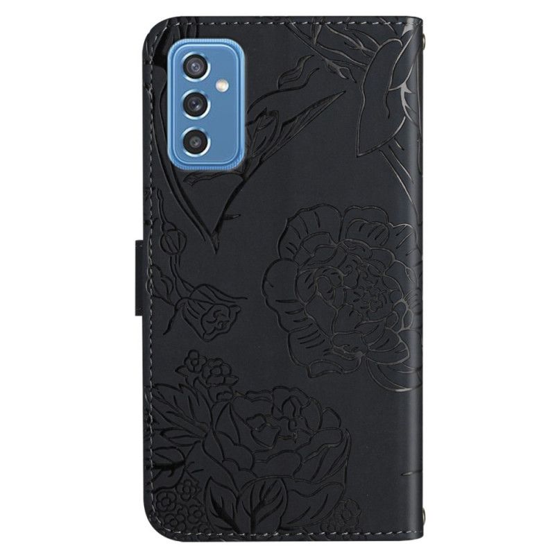 Folio Deksel Til Samsung Galaxy M52 5G Med Kjede Floral Strappy Design