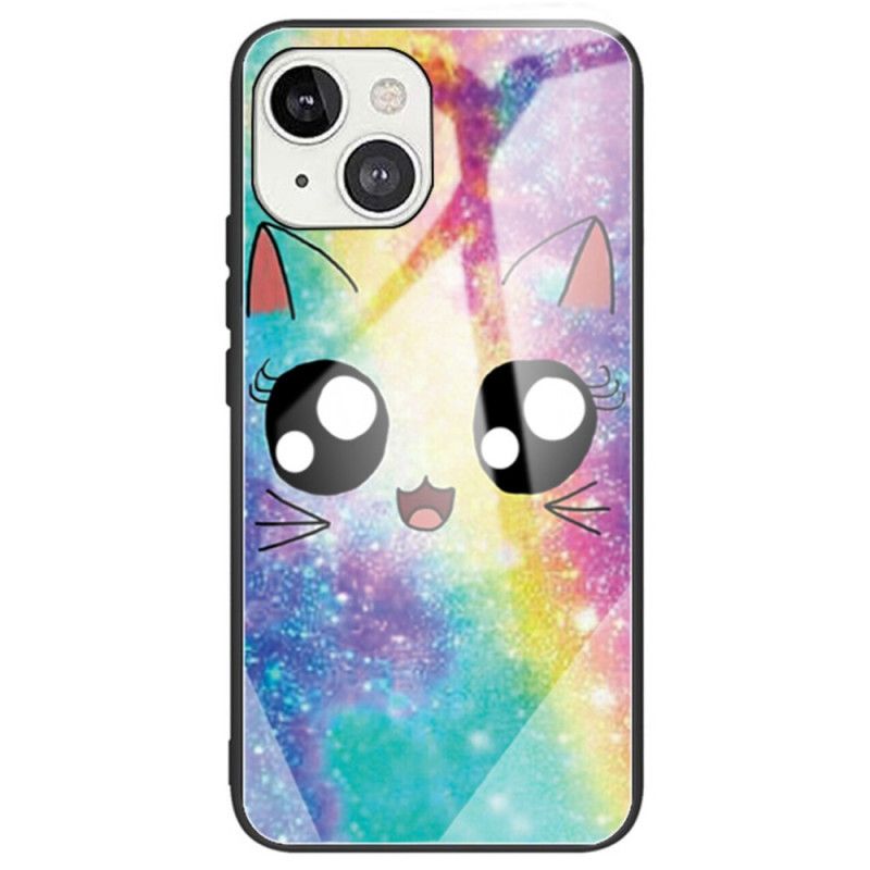 Deksel Til iPhone 14 Herdet Glass Cat Deco