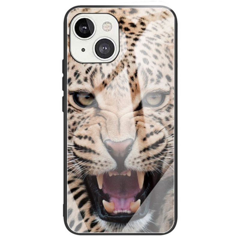 Deksel Til iPhone 14 Leopard Herdet Glass