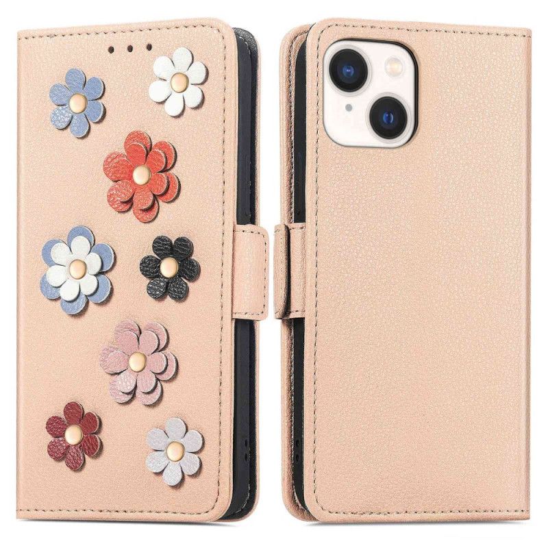 Folio Deksel Til iPhone 14 Dekorative Blomster