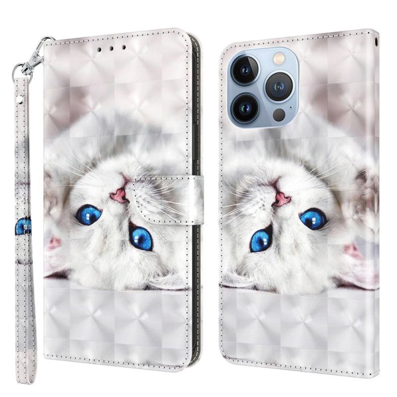 Folio Deksel Til iPhone 14 Med Kjede Kun Strappy Cats