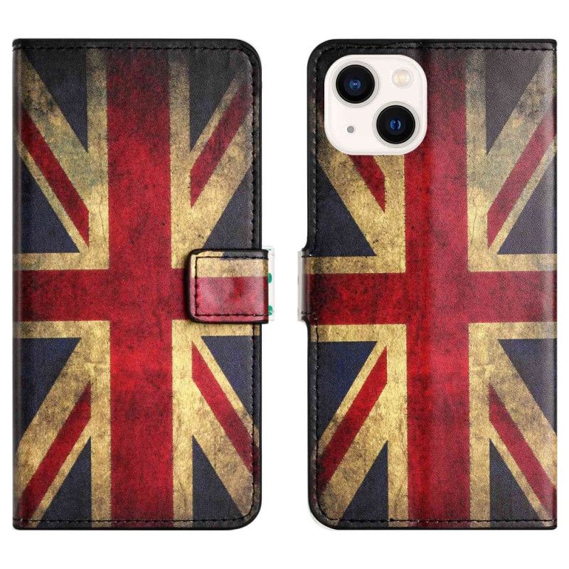 Folio Deksel Til iPhone 14 Vintage Britisk Flagg