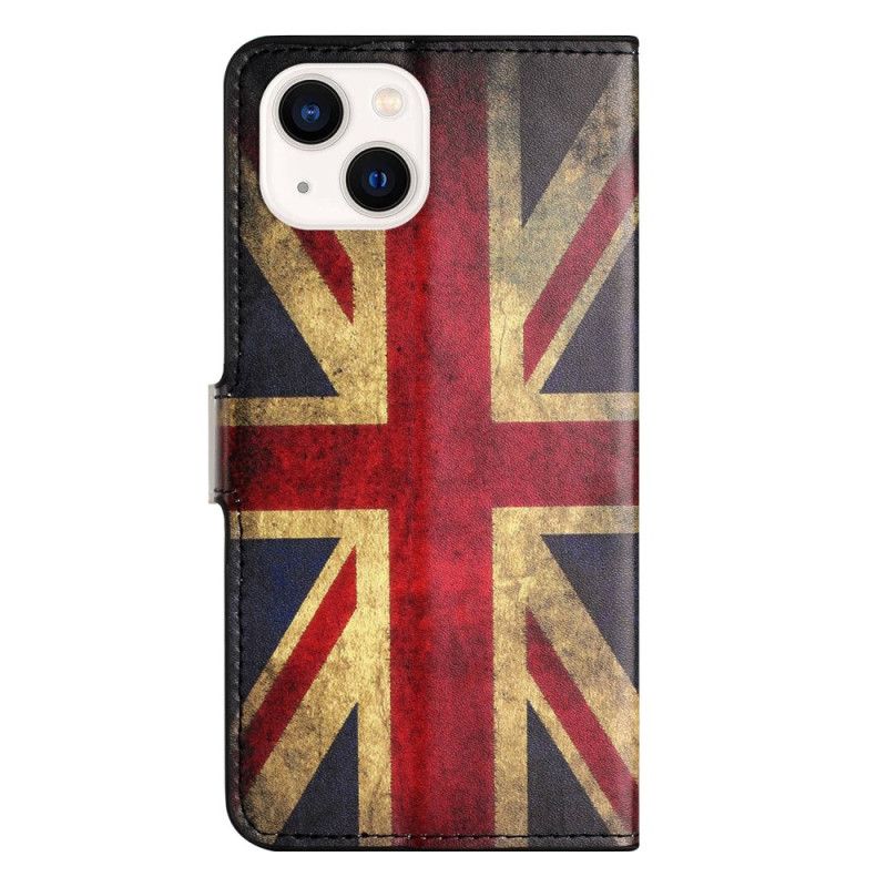 Folio Deksel Til iPhone 14 Vintage Britisk Flagg