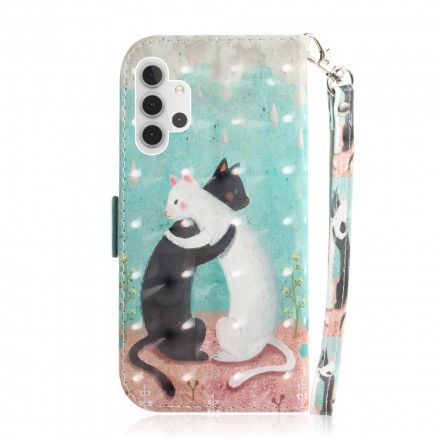 Folio Deksel Til Samsung Galaxy A32 5G Med Kjede Thong Cat Friends