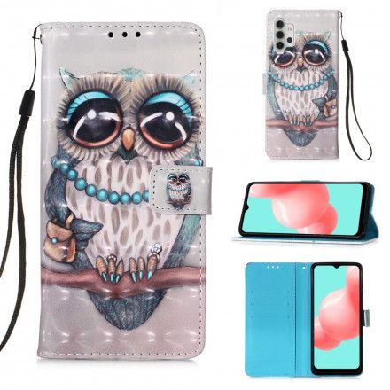 Lærdeksel Til Samsung Galaxy A32 5G Med Kjede Frøken Strappy Owl