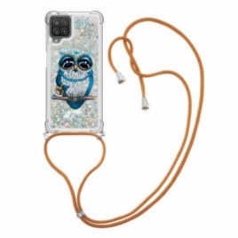 Deksel Til Samsung Galaxy M12 / A12 Med Snor Paljett Snøring Miss Owl