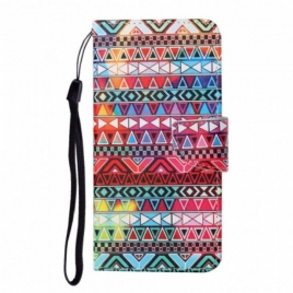 Folio Deksel Til Samsung Galaxy M12 / A12 Patchwork Med Snor