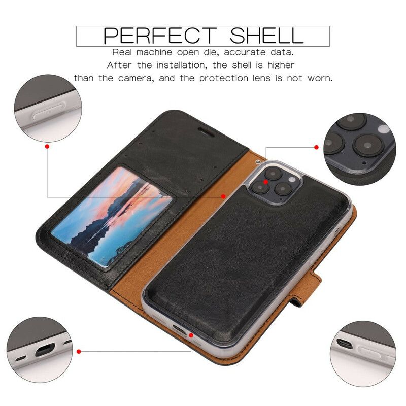 Deksel Folio Deksel Til iPhone 12 / 12 Pro Avtakbar Distressed Skinnstil