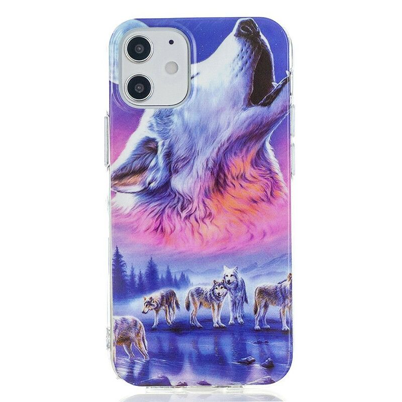 Deksel Til iPhone 12 / 12 Pro Fluorescerende Wolf Series