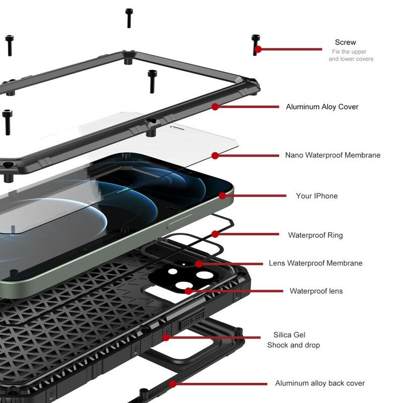 Deksel Til iPhone 12 / 12 Pro Vanntett Superbestandig Metall