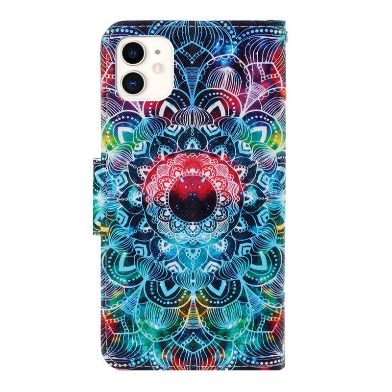 Folio Deksel Til iPhone 12 / 12 Pro Med Kjede Flashy Strappy Mandala