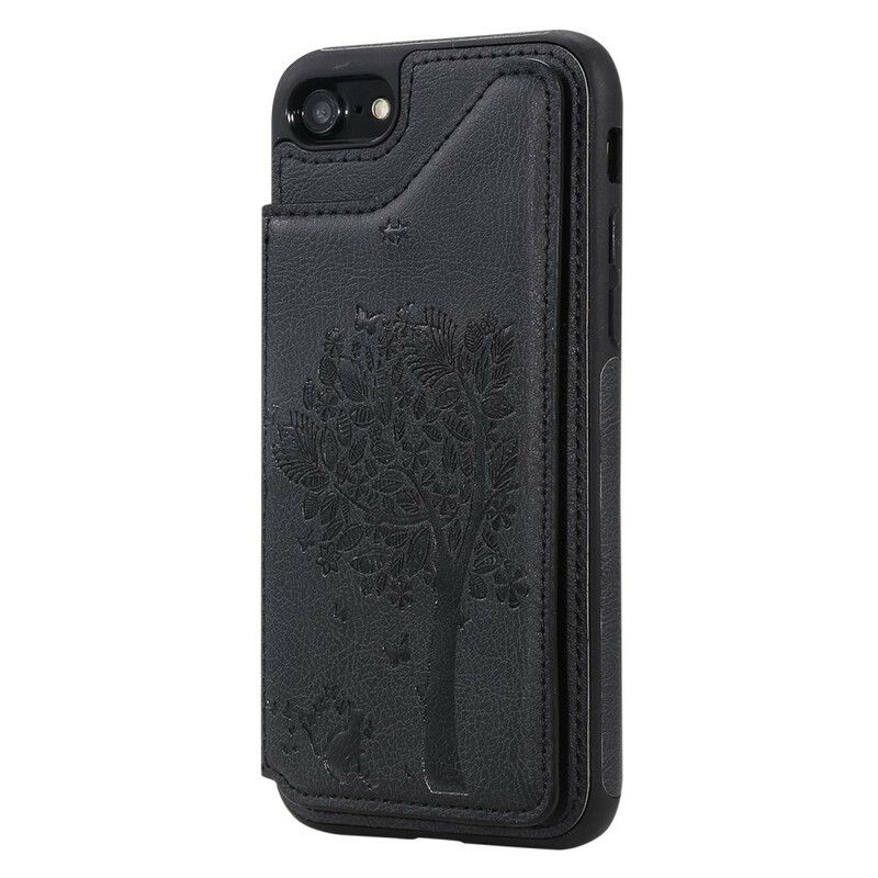 Deksel Til iPhone SE 3 / SE 2 / 8 / 7 Cat Printing Support Card Holder