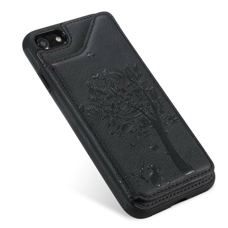 Deksel Til iPhone SE 3 / SE 2 / 8 / 7 Cat Printing Support Card Holder