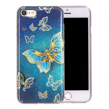 Deksel Til iPhone SE 3 / SE 2 / 8 / 7 Glitter Design Sommerfugler