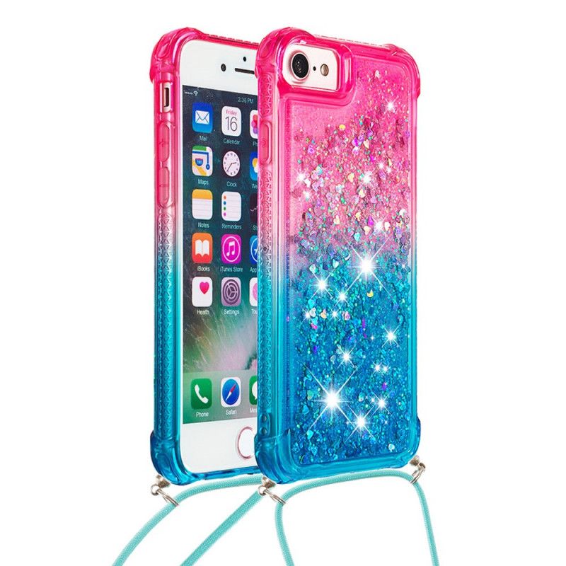 Deksel Til iPhone SE 3 / SE 2 / 8 / 7 Med Snor Med Glitter Silikonsnor