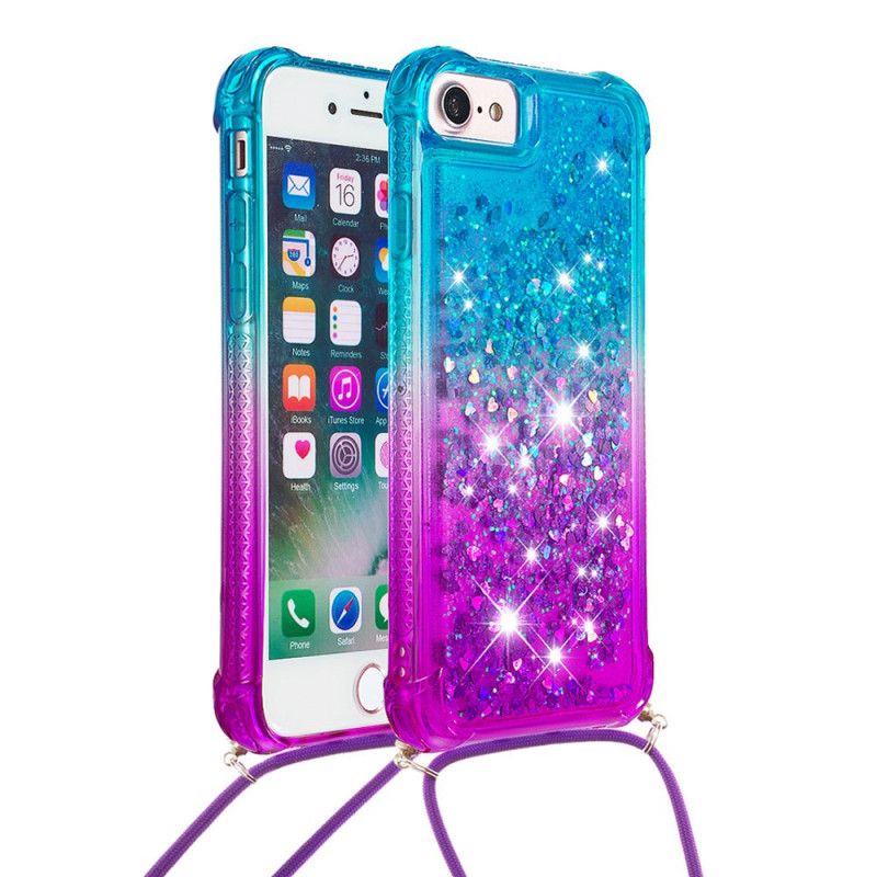 Deksel Til iPhone SE 3 / SE 2 / 8 / 7 Med Snor Med Glitter Silikonsnor