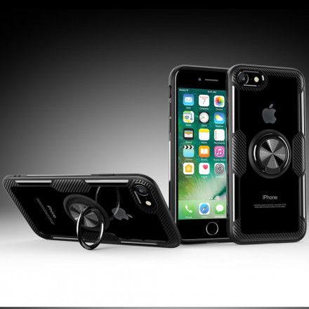 Deksel Til iPhone SE 3 / SE 2 / 8 / 7 Transparent Ring Og Karbon