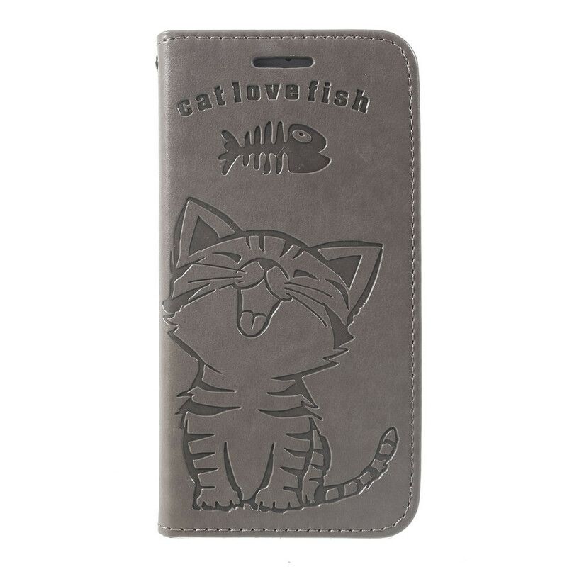 Folio Deksel Til iPhone SE 3 / SE 2 / 8 / 7 Kattunge Cat Love Fish